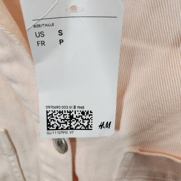 H&M Long Denim Shirt Jacket in Light Pink - Size Small - Picture 6 of 11